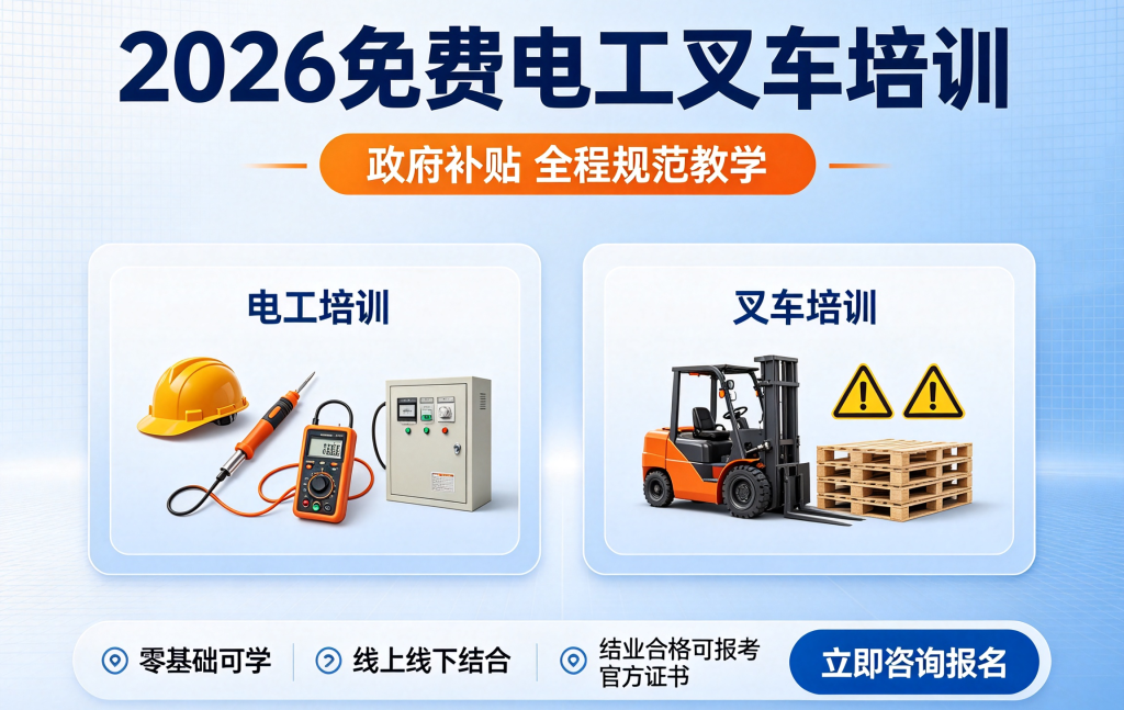 2026年9月西安政府补贴免费电工、叉车技能培训班开班公告